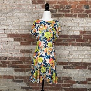 80s Vintage Style Tea Dress with Flutter Sleeves